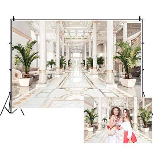Renaiss Fabric Luxurious Castle Palace Backdrop European Interior Wall Green Plants Elengent Showroom Hall Background for Photography Wedding Ceremony Party Decorations 5x4ft - color: XH005, size: 5Wx4H FT