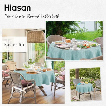 Hiasan Round Tablecloth 30 Inch Linen - Wrinkle and Stain Resistant Washable Polyester Fabric Table Cloth for Dining Room Kitchen Party, Aqua - color: Aqua, size: 30" (Round)