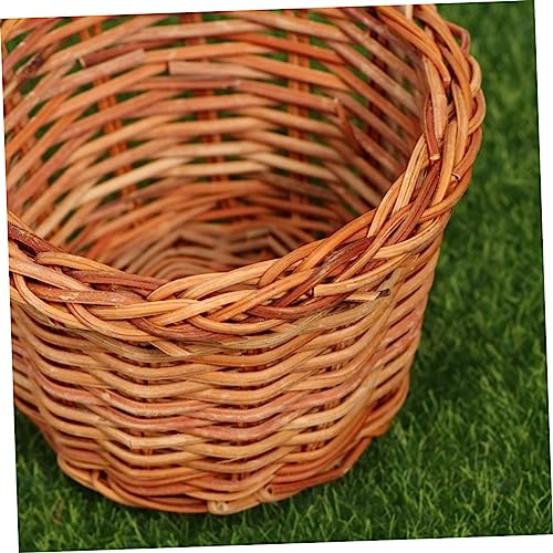 Alipis 1pc Mini Handwoven Decorative Basket Light Brown Easter Activity Prop Desktop Decoration for Home School for Events and Photo Styling - size: 8.00X8.00X5.00CM