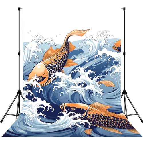 Ocean Wave Fish Backdrop Background for Photography 5x7ft Photobooth Professional Photo Backdrop Curtains Video Photography Studio Photo Backgrounds Banner Booth Background Screen Parties - color: Ocean Wave Fish