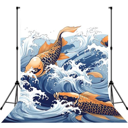 Ocean Wave Fish Backdrop Background for Photography 5x7ft Photobooth Professional Photo Backdrop Curtains Video Photography Studio Photo Backgrounds Banner Booth Background Screen Parties - color: Ocean Wave Fish