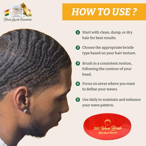 Men’s Hair Brush, Build Deeper Waves, Soft and Hard Boar Bristle Curved Wave Brush, Perfect for Styling Hair (Soft Brush, Red) - color: Red, size: Soft Brush