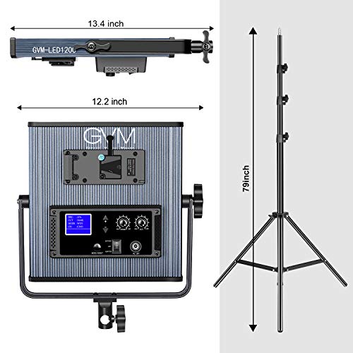 GVM 65W LED Video Lighting Kits with APP Control, Bi-Color Variable 3200K~5600K with Digital Display Brightness of 10~100% for Video Photography, CRI97+ TLCI97 Led Video Light Panel, 1216 Led Beads