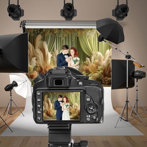 Green Wedding Curtains Backdrops 5x3ft Fairytale Flowers Fantasy Engagement Photography Background for Bridal Shower Anniversary Decorations Birthday Bride to Be Party Banner Photo Booth - color: green-2, size: 5x3ft
