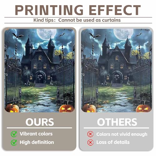8x6ft Fabric Castle Halloween Backdrop Full Moon Night Scary Skeleton Pumpkin Bat Haunted House Photography Background Spooky Party Decor Photo Props - size: 8'x6'