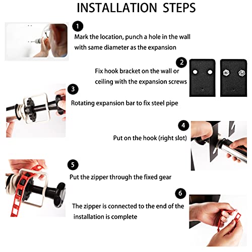 ZLY 3 Roller Wall Mounting Manual Background Support System,Photo Background Ceiling Holder,for Home Studio Live Stream Game Video, Including 2 Double Hooks, Expand Bars,3 Chains,Eight Screws