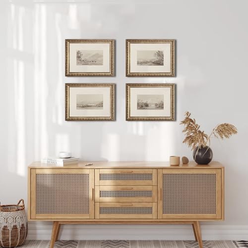 uniro Neutral Wall Art for Home Decor, Farmhouse Landscape Sketch Wall Painting Canvas Prints, Rustic Nature Oil Painting, Antique Moody Neutral Landscape Aesthetic Wall Decor Vintage Art Pictures for Bedroom Bathroom Decor( 8" x 10"-UNFRAMED) - color: Ne