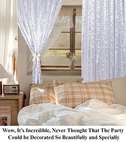 Partisout Silver Sequin Backdrop Photo Backdrop Glitter Background Curtain 2 Panels Blackout Photography Payette Sequin Outdoor Curtains for Party Wedding (2ftx7ft, Silver) - color: Silver, size: 2ftx7ftx2pcs