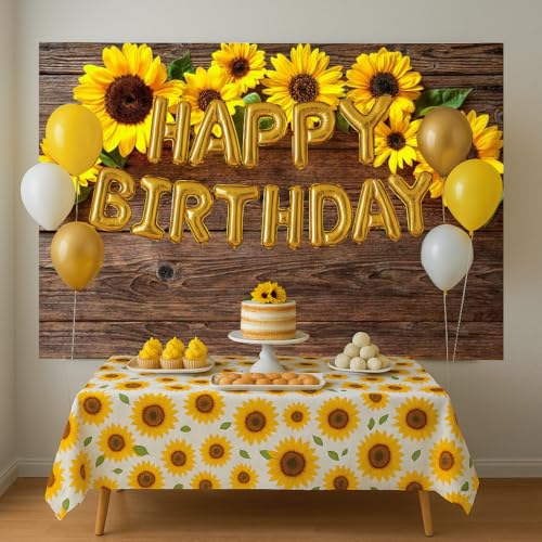 7x5FT Sunflower Birthday Party Decorations Sunflowers Flowers Fall Party Decor Backdrop We Appreciate You Banner Baby Shower Party Photo Studio Photo Booth Decoration 051 - size: 7x5ft