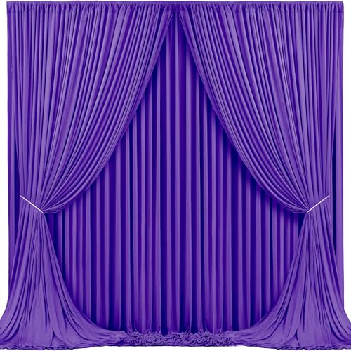 Purple Backdrop Curtains 4 Panels - Wrinkle-Free Polyester Photography Drapes for Baby Shower & Birthday Party - 16 X 10FT - color: Purple, size: W4' x H10'(4 panels)