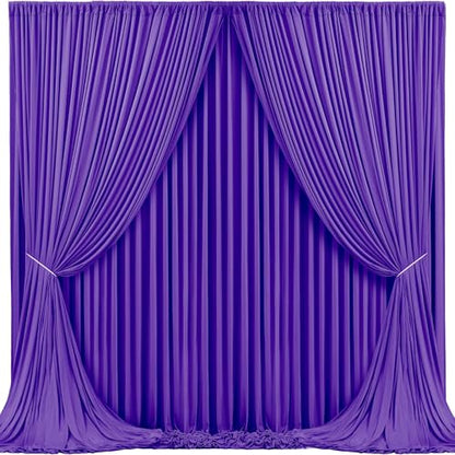 Purple Backdrop Curtains 4 Panels - Wrinkle-Free Polyester Photography Drapes for Baby Shower & Birthday Party - 16 X 10FT - color: Purple, size: W4' x H10'(4 panels)