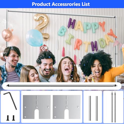 HYJ-INC Pipe and Drap Backdrop Stand Kit ,10x 10ft Heavy Duty Adjustable Frame Backdrop Stand with Flat Base,Carry bag for Event, Birthday Party, displays and Wedding Decoration