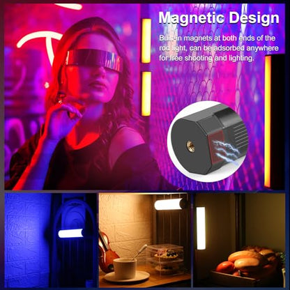 PULUZ Magnetic Handheld Light Wand, Full Color RGB Light Stick, LED Fill Light with 2000mAh Rechargeable Battery, 2500-9000K Dimmable Camera Tube Light for Studio Photography TikTok YouTube Vlog, 17cm - size: 6.7 inches
