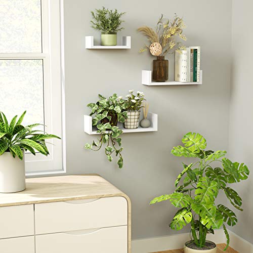 SRIWATANA Floating Shelves Wall Mounted, Solid Wood Wall Shelves, White - color: 1.white