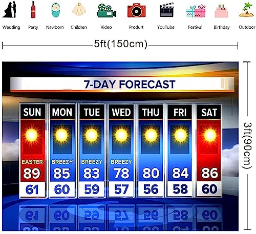 Weather Forecast Backdrop 5x3ft Seven-Day Broadcast Sunny Day Photo Background Business Study Portrait Studio Prop Wallpaper RBJMYLU213 - size: polyester microfiber fabric-5x3ft