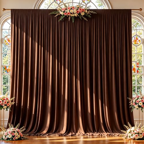 2 Panles Brown Backdrop Curtains - Wrinkle Free Fabric Backdrop Curtain for Photoshoot,10ft Wedding Party Photo Backdrop Drapes for Birthday Baby Shower Photography Stage Background Decorations - color: Brown, size: W4' x H10'(2 panels)