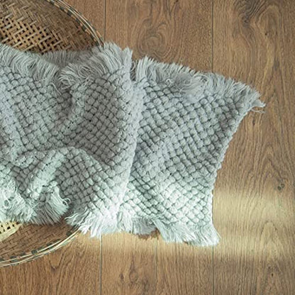 Zeroest Baby Photography Props Basket Braid Wool Wrap Newborn Photo Shoot Baskets Filler Posing Stuffer Background Blanket (Gray) - color: Gray