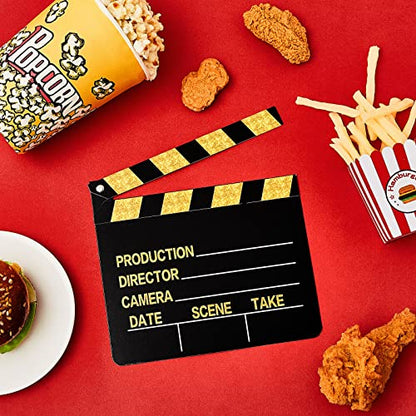BBTO 10 Pieces Movie Film Clap Board, 7 x 8 Inch Cardboard Movie Clapboard Directors Clapper Writable Cut Action Scene Board for Movies Films Photo Props(Single-Sided Printing,Gold) - color: Gold, style: Single-sided Printing