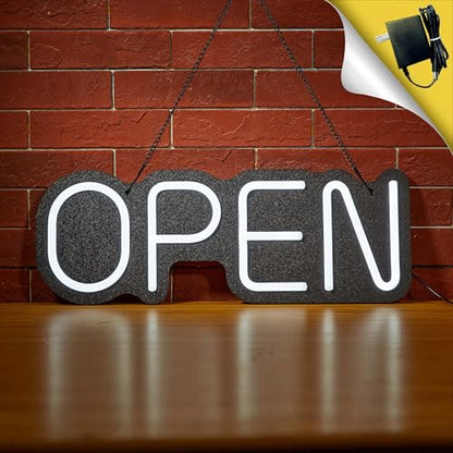 24 inch Neon Open Signs for Business, Open Sign With Textured Backboard LED Anti-Scratch Easy Dedust Neon Light for Business(White) - color: White