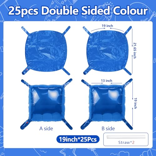 NISOCY 25PCS Blue Square Foil Balloons Wall Backdrop Double Sided Dark Blue Balloons Tunnel Arch Kit for Birthday Baby Shower Graduation Wedding Anniversary Party Decoration - color: F01 - Blue, size: 25PCS