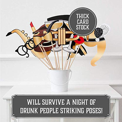 Photo Props by PartyGraphix Roaring 20's Themed DIY Photo Booth for Wedding, Birthday Party or Hollywood Party. Reusable. 25 Pieces - size: 25 Pieces