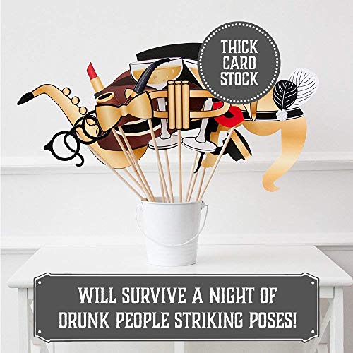 Photo Props by PartyGraphix Roaring 20's Themed DIY Photo Booth for Wedding, Birthday Party or Hollywood Party. Reusable. 25 Pieces - size: 25 Pieces