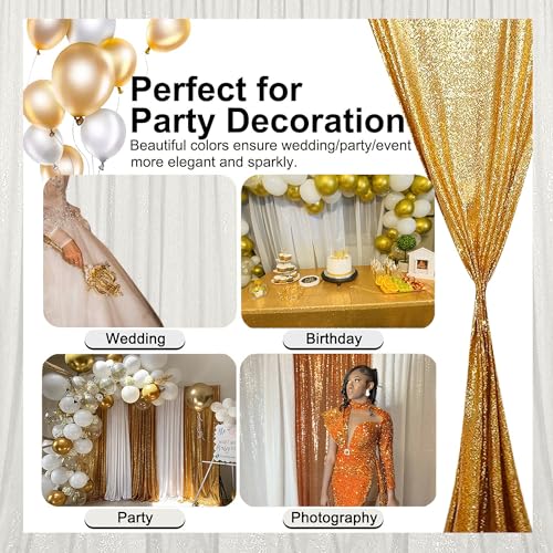 White Sequin Backdrop Curtain - 2FTx8FT 2 Panels Glitter for Parties, Wedding, Baby Shower - color: White, size: 2FTx8FT-2PCS