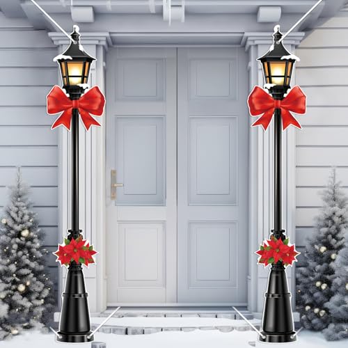 Christmas Party Decor Large Lamppost Photo Props Mardi Gras Party Decor Street Light Wall Decorations for Front Door Sign Masquerade Wall Indoor Outdoor Backdrop Xmas Halloween Holiday Party Supplies