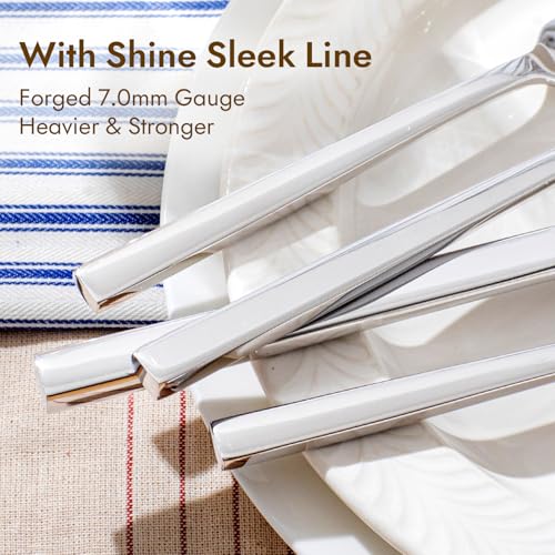KINGSTONE Silverware Set, 60-Piece Flatware Cutlery Set Premium Stainless Steel, Service for 12, for Kitchen, Home, Wedding, Party, Mirror Polished and Dishwasher Safe - size: 60-piece