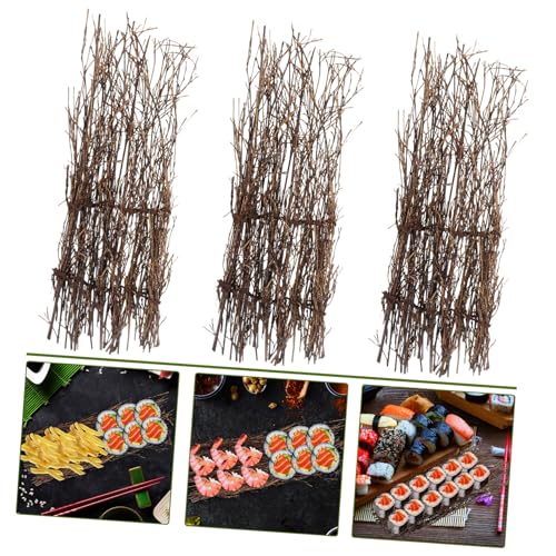 GLEAVI 3pcs Bamboo Sushi Mats Plate Japanese Sushi Serving Decorative Board for Food Photography