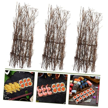 GLEAVI 3pcs Bamboo Sushi Mats Plate Japanese Sushi Serving Decorative Board for Food Photography
