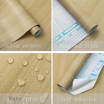 Heroad Peel and Stick Wallpaper Wood Contact Paper Maple Wood Grain Contact Paper Wallpaper Thicken Textured for Cabinets and Drawers Countertops Waterproof Self Adhesive Vinyl 17.5" x 78.7" - color: Maple, size: 17.5" x 78.7"