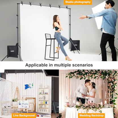 LINCO Backdrop Stand for Parties Kit 10x7 ft Adjustable Photography Studio Photo Background Support System with Clamps, Sand Bag, Carrying Bag - size: 9.4x8.3 ft