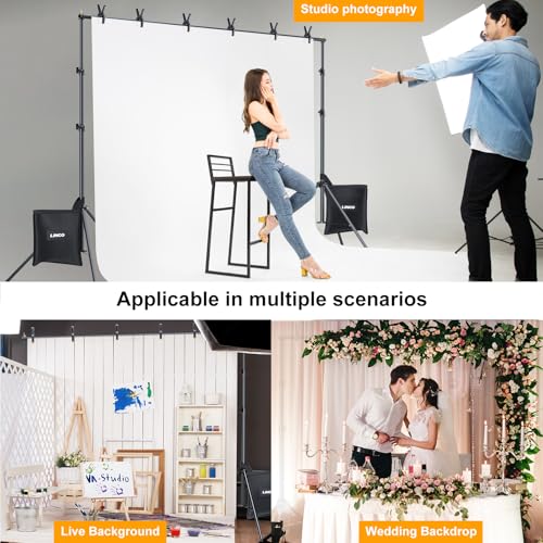LINCO Backdrop Stand for Parties Kit 10x7 ft Adjustable Photography Studio Photo Background Support System with Clamps, Sand Bag, Carrying Bag - size: 9.4x8.3 ft