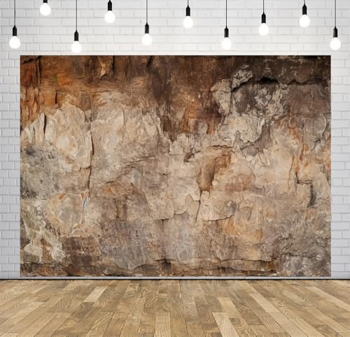 BELECO 9x6t Fabric Archeology Cave Wall Backdrop Vintage Brown Stone Texture Rock Stone Wall Archeological Background for Party Decorations Photo Shoot tudio Props - size: 9x6FT