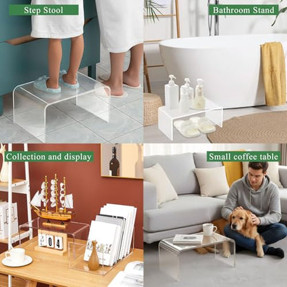RattanView 2 Pcs 19 x 8 x 7 Inch Large Acrylic Risers Display Stands 8 mm Thick Acrylic Shelf Riser Showcase for Collectibles Jewelry Cupcakes Food Figures Perfume Cabinet (Clear) - color: Clear, size: 19 x 8 x 7 Inch, 8 mm