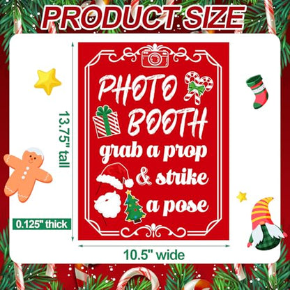 Briwooody Photo Booth Sign with Stand Retro Background Table for Christmas Indoor and Outdoor Party Theme Event Photography Props Desktop Decoration Supplies - style: Christmas