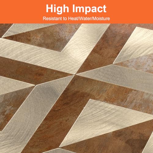 10-Sheets Stunning 3D Visuals Peel and Stick Backsplash Wall Tiles, PVC Mixed Metallic Look,Heat Resistant Stick on Tiles for Kitchen Wall, Bathroom, Laundry Room(Retro Brown + Light Gold) - color: Retro Brown + Light Gold