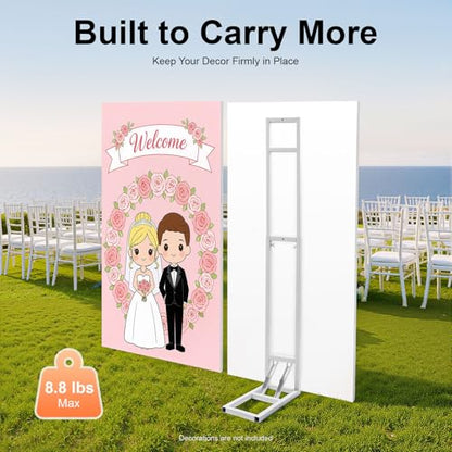 L-Shape Background Backdrop Stand Kit 19.7in x 6.6 ft High (Adjustable)，Lightweight Easy to Carry and Storage Wedding Arch Backdrop Stand,Background Decoration