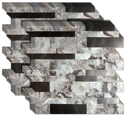 10-Sheet Peel and Stick Backsplash Tile, PVC Mixed Meta,l Stick on Kitchen, Bathroom Vanities, Fireplace Décor, Laundry Table(11.2" X 12.7") (10, Darken Coffee+Frosted Grey) - color: Darken Coffee+Frosted Grey