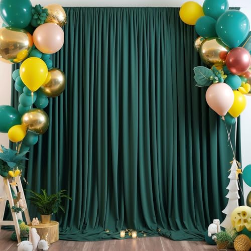 30FT x 10F Blackish Green Backdrop Curtain for Party Decorations, Polyester Party Backdrop Curtains with Rod Pocket, Photography Backdrop Drapes for Wedding, Baby Shower,Dark Themed Events - color: Blackish Green, size: W5' x H10'(6 panels)