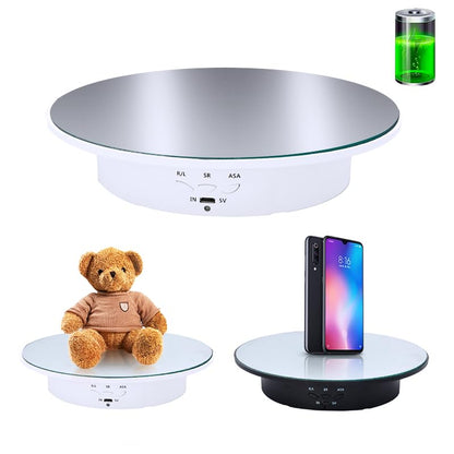 JAYEGT Motorized Rotating Display Stand, 7.87inch /17.6lbs Load, 360 Degree Electric Rotating Turntable for Photography Products, Jewelry, Cake,3D Model , Mirror Cover (White/Button Control) - color: White