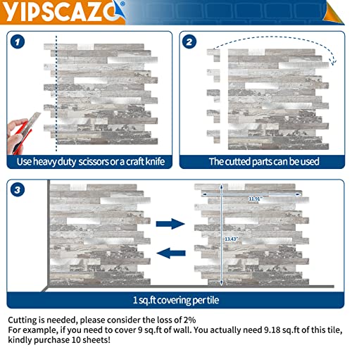 Yipscazo 2026 New Upgrade Peel and Stick Wood Metal Tile Backsplash, Stick on Tiles for Backsplash Kitchen, Bathroom (10 Sheets, Light Rustic) - color: Rustic