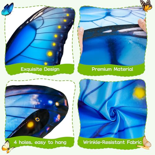 CHEPULA Butterfly Wings Backdrop Decoration Halloween Large Monarch Butterfly Photograph Background, 70.8in * 62.9in, Blue - color: Blue