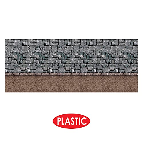 Beistle Stone & Dirt Floor Wall Backdrops, 4’ x 30’, Pack of 2 – Medieval Party Decorations, Medieval Decor Background, Easy to Adhere Wall Covering, Stone Backdrop, Halloween Party Decorations - style: Dirt Floor - 2 Piece