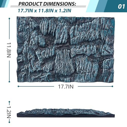 17.7x11.8in Rock Terrarium Background,3D Reptile Tank Background Board,Amphibian Stereo Backdrop Wall,Lizard Snake Gecko Spider Turtle Fish pet silo Background Decorative Panel(Blue) - color: Blue