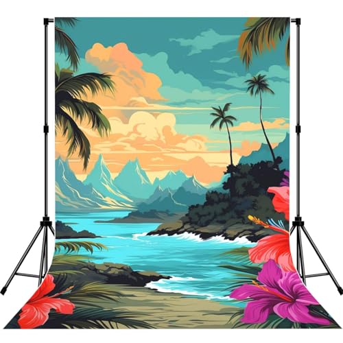 Hello Hawaii Backdrop Background for Photography 5x7ft Photobooth Professional Photo Backdrop Curtains Video Photography Studio Photo Backgrounds Banner Booth Background Screen Parties - color: Hello Hawaii