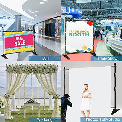 FUDESY Backdrop Banner Stand, 10x8ft Heavy Duty Display Frame, Adjustable Metal Telescopic Tube, Step and Repeat Background Stand Kit for Trade Show, Photography Photo Booth, Party, with Sandbags