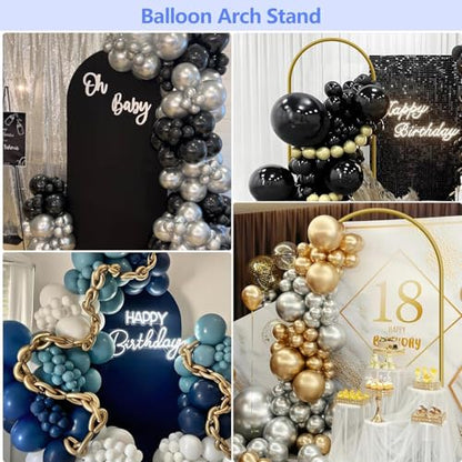 Metal Arch Backdrop Stand and Cover Set 7.2 ft, Wedding Arch Stand with Black Cover for Party, Birthday, Wedding, Bridal Shower, Baby Shower (Black, 7.2 ft) - color: Black, size: 7.2FT