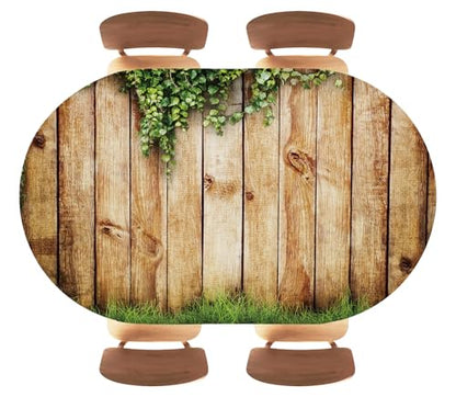 Wood exture Background Oval Fitted Tablecloth with Elastic Edged, Waterproof Wipeable Oval Table Cover Used for Family Gatherings, Fits 48"x80" Oval Tables, Style121 - color: Wood Texture -10, size: 48" x 80" (Oval)
